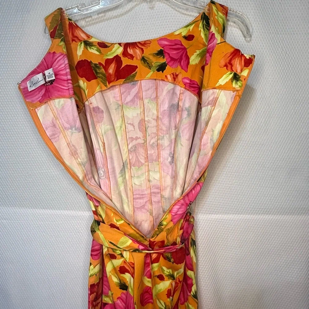 Kim Rogers Pink and Orange Floral Dress With Pink Cardigan - Picture 6 of 10